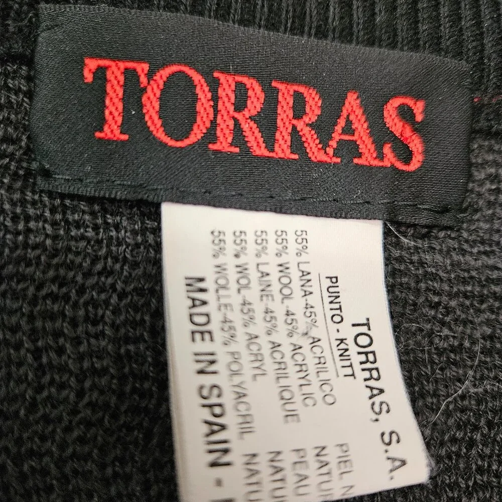 Vintage Torras Men's Red and Black Block Print Sweater Retro Wool Blend Size L - Picture 10 of 10